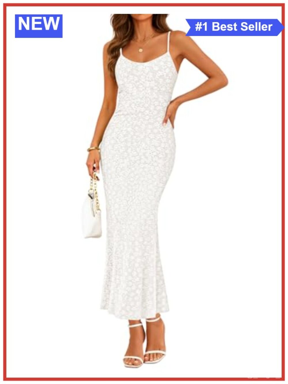 Women's Sleeveless Floral Square Neck Midi Bodycon Dress